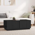 Sofabord 110x50x40 cm massivt fyrretræ sort