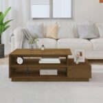 Sofabord 120x50x40,5 cm massivt fyrretræ gyldenbrun - Kategori: 4 Sofabord 120x50x40,5 cm massivt fyrretræ gyldenbrun