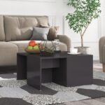 Sofabord 4 stk. 33x33x33 cm konstrueret træ grå højglans - Kategori: 4 Sofabord 4 stk. 33x33x33 cm konstrueret træ grå højglans
