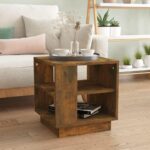 Sofabord 40x40x43 cm konstrueret træ røget egetræsfarve - Kategori: 4 Sofabord 40x40x43 cm konstrueret træ røget egetræsfarve