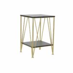 Sofabord 41 x 41 x 63,5 cm Sort Gylden Metal Træ - Kategori: 4 Sofabord 41 x 41 x 63,5 cm Sort Gylden Metal Træ