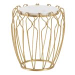 Sofabord 43 x 43 x 50 cm Gylden Metal Hvid Marmor - Kategori: 4 Sofabord 43 x 43 x 50 cm Gylden Metal Hvid Marmor