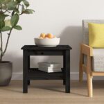Sofabord 45x45x40 cm massivt fyrretræ sort - Kategori: 4 Sofabord 45x45x40 cm massivt fyrretræ sort