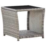 Sofabord 45x45x40 cm polyrattan og glas grå - Kategori: 4 Sofabord 45x45x40 cm polyrattan og glas grå