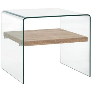 Sofabord 50 x 50 x 45 cm hærdet glas transparent