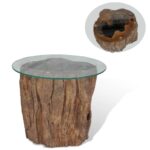 Sofabord 50×40 cm teaktræ glas - Kategori: 4 Sofabord 50x40 cm teaktræ glas