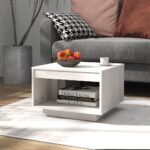 Sofabord 50x50x33,5 cm massivt fyrretræ hvid - Kategori: 4 Sofabord 50x50x33,5 cm massivt fyrretræ hvid