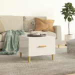 Sofabord 50x50x40 cm konstrueret træ hvid højglans - Kategori: 4 Sofabord 50x50x40 cm konstrueret træ hvid højglans