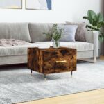 Sofabord 50x50x40 cm konstrueret træ røget egetræsfarve - Kategori: 4 Sofabord 50x50x40 cm konstrueret træ røget egetræsfarve