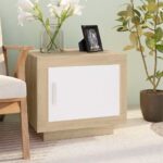 Sofabord 51x50x45 cm konstrueret træ hvid og sonoma-eg - Kategori: 4 Sofabord 51x50x45 cm konstrueret træ hvid og sonoma-eg