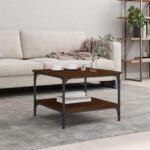 Sofabord 55x55x40 cm konstrueret træ brun egetræsfarve - Kategori: 4 Sofabord 55x55x40 cm konstrueret træ brun egetræsfarve
