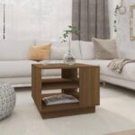 Sofabord 55x55x43 cm konstrueret træ brun egetræsfarve - Kategori: 4 Sofabord 55x55x43 cm konstrueret træ brun egetræsfarve
