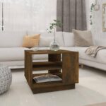 Sofabord 55x55x43 cm konstrueret træ røget egetræsfarve - Kategori: 4 Sofabord 55x55x43 cm konstrueret træ røget egetræsfarve
