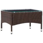 Sofabord 60x40x36 cm polyrattan brun