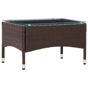 Sofabord 60x40x36 cm polyrattan brun