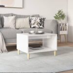 Sofabord 60x50x40 cm konstrueret træ hvid højglans - Kategori: 4 Sofabord 60x50x40 cm konstrueret træ hvid højglans