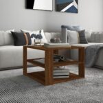 Sofabord 60x60x40 cm konstrueret træ brun egetræsfarve - Kategori: 4 Sofabord 60x60x40 cm konstrueret træ brun egetræsfarve