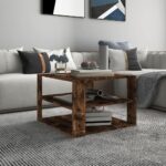 Sofabord 60x60x40 cm konstrueret træ røget egetræsfarve - Kategori: 4 Sofabord 60x60x40 cm konstrueret træ røget egetræsfarve
