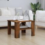 Sofabord 60x60x42 cm konstrueret træ røget egetræsfarve - Kategori: 4 Sofabord 60x60x42 cm konstrueret træ røget egetræsfarve
