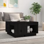 Sofabord 60x61x32,5 cm massivt fyrretræ sort - Kategori: 4 Sofabord 60x61x32,5 cm massivt fyrretræ sort