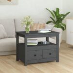 Sofabord 71x49x55 cm massivt fyrretræ grå - Kategori: 4 Sofabord 71x49x55 cm massivt fyrretræ grå