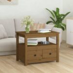 Sofabord 71x49x55 cm massivt fyrretræ gyldenbrun - Kategori: 4 Sofabord 71x49x55 cm massivt fyrretræ gyldenbrun