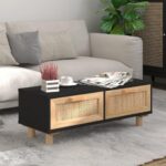 Sofabord 80x40x30 cm konstrueret træ og massivt fyrretræ sort - Kategori: 4 Sofabord 80x40x30 cm konstrueret træ og massivt fyrretræ sort