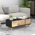 Sofabord 80x40x30 cm konstrueret træ og massivt fyrretræ sort - Kategori: 4 Sofabord 80x40x30 cm konstrueret træ og massivt fyrretræ sort