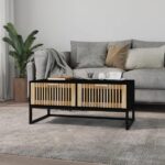 Sofabord 80x40x35 cm konstrueret træ og jern sort - Kategori: 4 Sofabord 80x40x35 cm konstrueret træ og jern sort