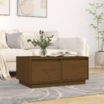 Sofabord 80x50x35 cm massivt fyrretræ gyldenbrun - Kategori: 4 Sofabord 80x50x35 cm massivt fyrretræ gyldenbrun
