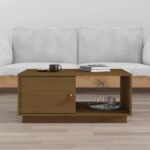 Sofabord 80x50x35,5 cm massivt fyrretræ gyldenbrun - Kategori: 4 Sofabord 80x50x35,5 cm massivt fyrretræ gyldenbrun