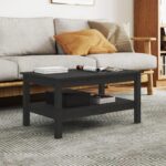 Sofabord 80x50x40 cm massivt fyrretræ sort - Kategori: 4 Sofabord 80x50x40 cm massivt fyrretræ sort