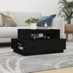 Sofabord 80x55x40,5 cm massivt fyrretræ sort - Kategori: 4 Sofabord 80x55x40,5 cm massivt fyrretræ sort