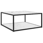 Sofabord 80x80x35 cm hærdet glas hvid - Kategori: 4 Sofabord 80x80x35 cm hærdet glas hvid