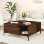Sofabord 80x80x36,5 cm konstrueret træ brun egetræsfarve - Kategori: 4 Sofabord 80x80x36,5 cm konstrueret træ brun egetræsfarve