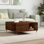 Sofabord 80x80x36,5 cm konstrueret træ brun egetræsfarve - Kategori: 4 Sofabord 80x80x36,5 cm konstrueret træ brun egetræsfarve