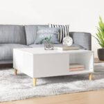 Sofabord 80x80x36,5 cm konstrueret træ hvid højglans