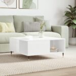 Sofabord 80x80x36,5 cm konstrueret træ hvid højglans - Kategori: 4 Sofabord 80x80x36,5 cm konstrueret træ hvid højglans