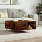 Sofabord 80x80x36,5 cm konstrueret træ røget egetræsfarve - Kategori: 4 Sofabord 80x80x36,5 cm konstrueret træ røget egetræsfarve