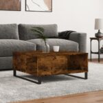 Sofabord 80x80x36,5 cm konstrueret træ røget egetræsfarve - Kategori: 4 Sofabord 80x80x36,5 cm konstrueret træ røget egetræsfarve