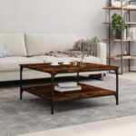Sofabord 80x80x40 cm konstrueret træ røget egetræsfarve - Kategori: 4 Sofabord 80x80x40 cm konstrueret træ røget egetræsfarve