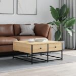 Sofabord 80x80x40 cm konstrueret træ sonoma egetræsfarve - Kategori: 4 Sofabord 80x80x40 cm konstrueret træ sonoma egetræsfarve