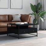 Sofabord 80x80x45 cm konstrueret træ sort - Kategori: 4 Sofabord 80x80x45 cm konstrueret træ sort