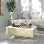 Sofabord 85x55x31 cm konstrueret træ hvid og sonoma-eg - Kategori: 4 Sofabord 85x55x31 cm konstrueret træ hvid og sonoma-eg