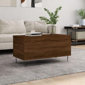 Sofabord 90x44,5x45 cm konstrueret træ brun egetræsfarve