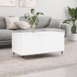 Sofabord 90×44,5×45 cm konstrueret træ hvid højglans - Kategori: 4 Sofabord 90x44,5x45 cm konstrueret træ hvid højglans