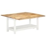Sofabord 90x(45-90)x45 cm udvideligt massivt mangotræ hvid - Kategori: 4 Sofabord 90x(45-90)x45 cm udvideligt massivt mangotræ hvid