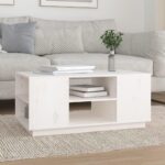 Sofabord 90x49x40,5 cm massivt fyrretræ hvid - Kategori: 4 Sofabord 90x49x40,5 cm massivt fyrretræ hvid
