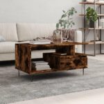Sofabord 90x49x45 cm konstrueret træ røget egetræsfarve - Kategori: 4 Sofabord 90x49x45 cm konstrueret træ røget egetræsfarve