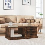 Sofabord 90x50x35 cm konstrueret træ røget egetræsfarve - Kategori: 4 Sofabord 90x50x35 cm konstrueret træ røget egetræsfarve